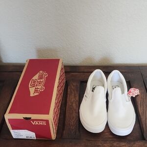 Vans White Slip-On Canvas Sneakers